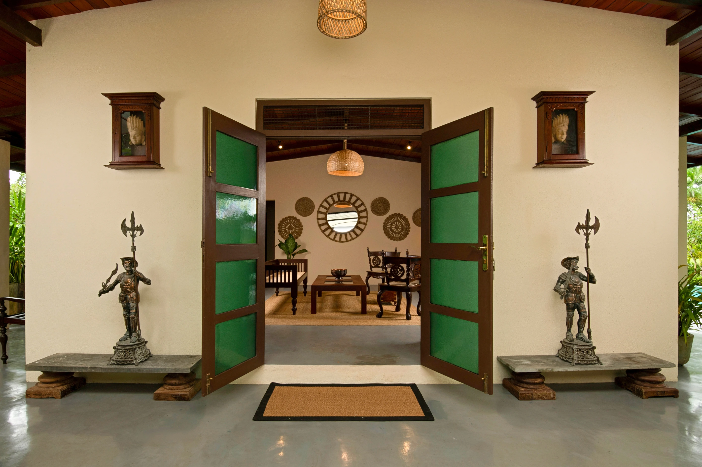 Entrance to the villa with green door